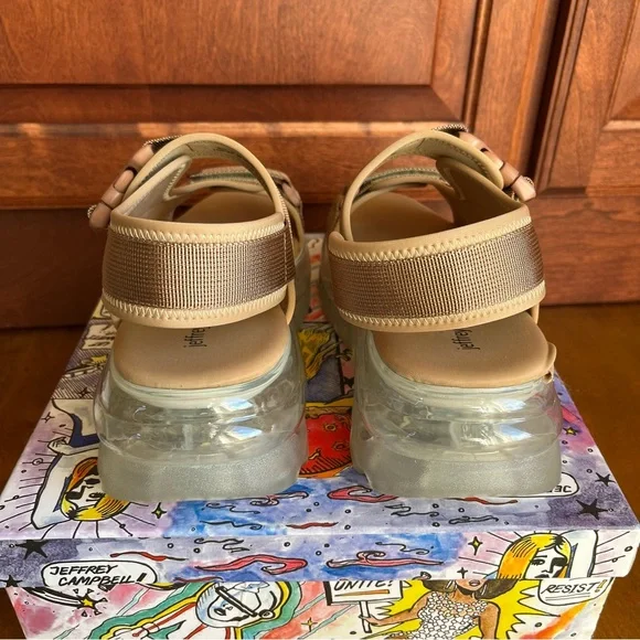 Jeffrey Campbell Women’s Elizondo Nylon Straps Platform Sandals Nude 38 - Picture 5 of 16